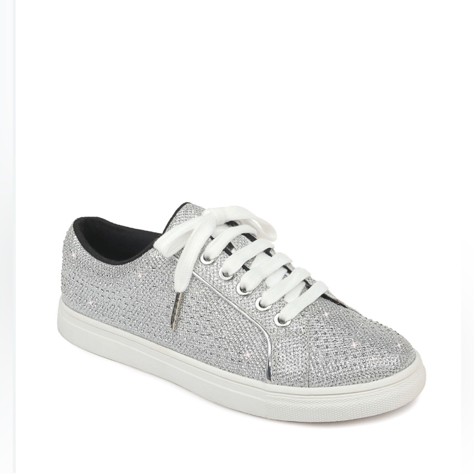 New Badgley Mischka Ryan Crystal Metallic Sneaker (Women) Size 7